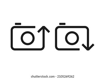 Photo upload and download icon. Vector illustration