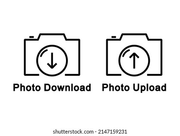 Photo upload. Photo download icon. Vector illustration