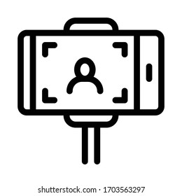 photo using selfie stick icon vector. photo using selfie stick sign. isolated contour symbol illustration