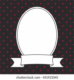 Photo vector frame and pink polka dots on black background