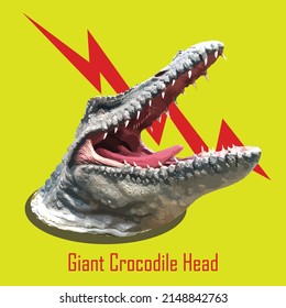 photo, vector, giant crocodile head isolated background