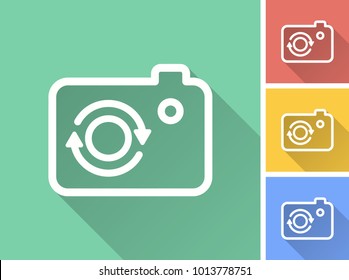 Photo vector icon with long shadow. Illustration isolated for graphic and web design.