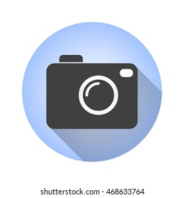 Photo vector icon with long shadow. Illustration isolated for graphic and web design.