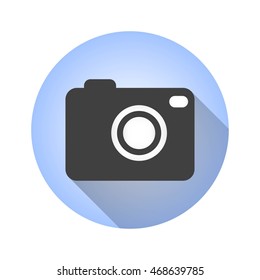 Photo vector icon with long shadow. Illustration isolated for graphic and web design.
