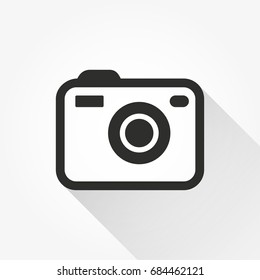 Photo vector icon with long shadow. Illustration isolated for graphic and web design.