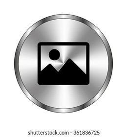 Photo - vector icon;  metal button