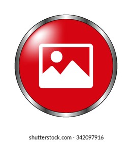Photo - vector icon on the  red button
