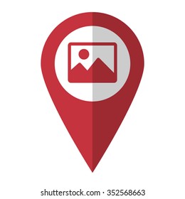 Photo - vector icon; red map  pointer