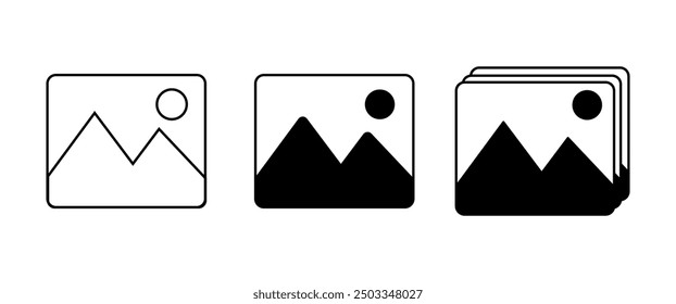 Photo Vector Icon set, Image, Picture Symbol for Gallery, Photograph Outline Icon in Minimal styleFor Decolation and App interface, Clip art Graphic elements, Vector stock