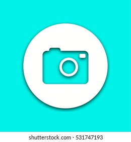 Photo vector icon with shadow. Round button for website and mobile app illustration. Background easily be changed to any color.