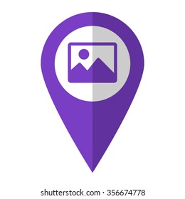 Photo - vector icon;  violet map pointer