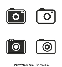 Photo vector icons set. Black illustration isolated for graphic and web design.