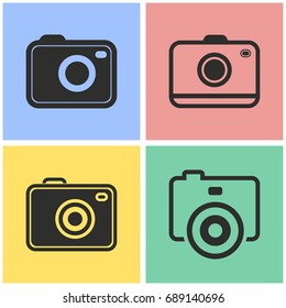 Photo vector icons set. black Illustration isolated for graphic and web design.
