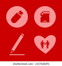 photo vector icons set. with flash driver, memory card, man woman love and pencil in set