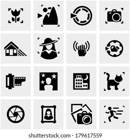 Photo vector icons set on gray 