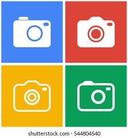 Photo vector icons set. White illustration isolated for graphic and web design.