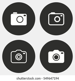 Photo vector icons set. White illustration isolated for graphic and web design.