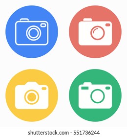 Photo vector icons set. White illustration isolated for graphic and web design.