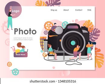 Photo vector website template, web page and landing page design for website and mobile site development. Photo studio, professional photographer services concepts.