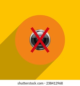 photo video banned camera crossed out with a red cross on an orange background with shadow, vector, EPS 10