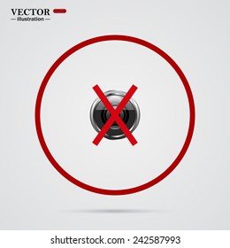 photo video banned camera crossed out with a red cross, vector, EPS 10