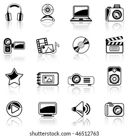 Photo And Video Black Icon Set