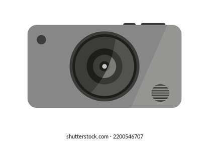 Photo video camera classic optics black flat. Logo photographer cameraman snapshot photography concept photo studio minimal icon modern frame capture creative hobby work wedding compact pro isolated