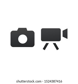 Photo and Video camera icon. camcorder vector icon. Stock vector illustration isolated on white background.