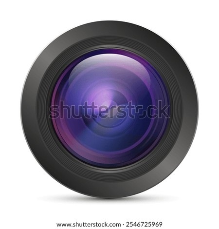 Photo video camera lens isolated front view realistic vector
