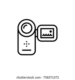 Photo video display digital camera vector illustration line icon symbol