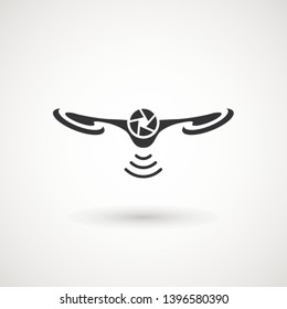 Photo and video drone icon. Drone with action camera