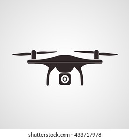 Photo and video drone isolated vector icon takes video or photo over wild sea dolphin fishes