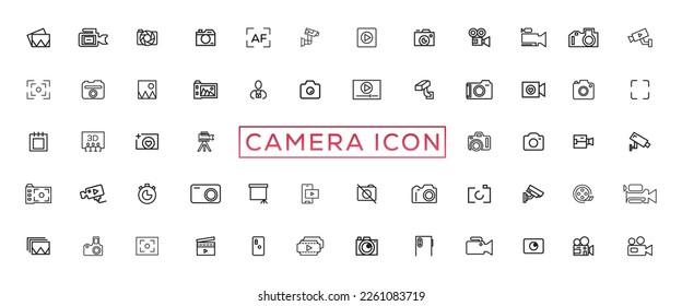 Photo and video icon set. Icons of photography, image, photo gallery, video camera and photo camera. Diaphragm icon. image, photo gallery Vector illustration