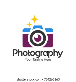 Photo and video logo set with aperture modern flat color style can for use photostudio, photoalbum, photoschool, photoeducation, photolaboratory, food photo, wedding and etc. Vector Illustration