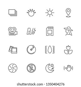 Photo, Video Mode outline icons set - Black symbol on white background. Photo, Video Mode Simple Illustration Symbol - lined simplicity Sign. Flat Vector thin line Icon - editable stroke