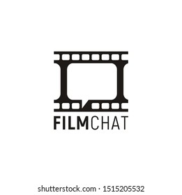 Photo or Video Negative film stripes with Bubble Chat for Movie Cinema Production Logo Design logo design