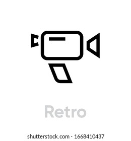 Photo and Video Retro Camera icon. Editable line vector. Retro Camera Single Pictogram