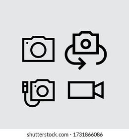 Photo and video set icons thin line. Photography icon. Photo camera icon. Diaphragm icon. Vector illustration