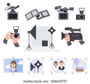 Photo and video studio vector service set