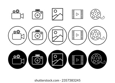 photo and video vector icon set