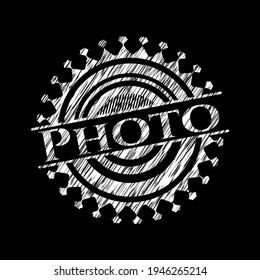 Photo written with chalkboard texture. Vector Illustration. Detailed. 