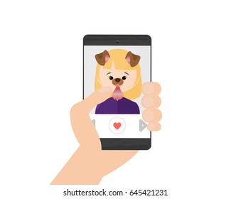photo of young girl with dog filter