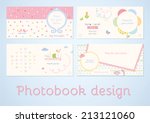 Photoalbum design. Photobook design. Set of double pages design for photoalbum in vector. Scrapbooking elements with space for text and photo