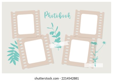 Photobook Frame for collage, film, photo frame, camomile print, plants herbarium, decoupage.