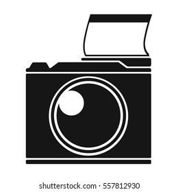 Photocamera icon in black style isolated on white background. Picnic symbol stock vector illustration.