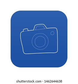 Photocamera icon blue vector isolated on white background