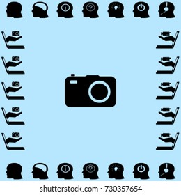 Photocamera icon, vector illustration