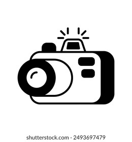Fotokamera-Symbol mit weißem Hintergrund Vektorgrafik Stock Illustration