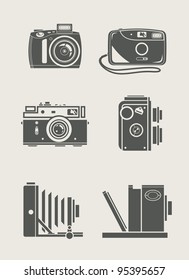 photocamera retro and new set icons vector illustration