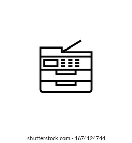 Icono de fotocopiadora en lineal, icono de esquema aislado en fondo blanco